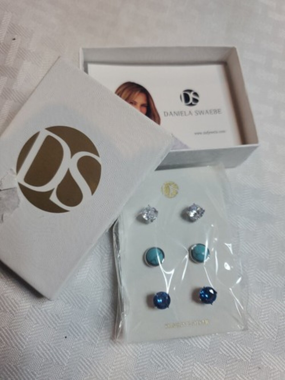 Daniela Swaebe earrings rhodium turquoise 3 set sterling silver 3 ways to sea